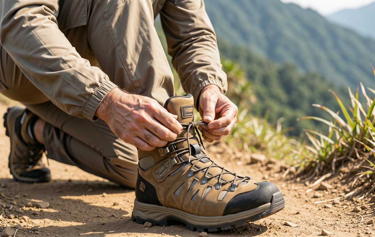 Active man preparing for a trek